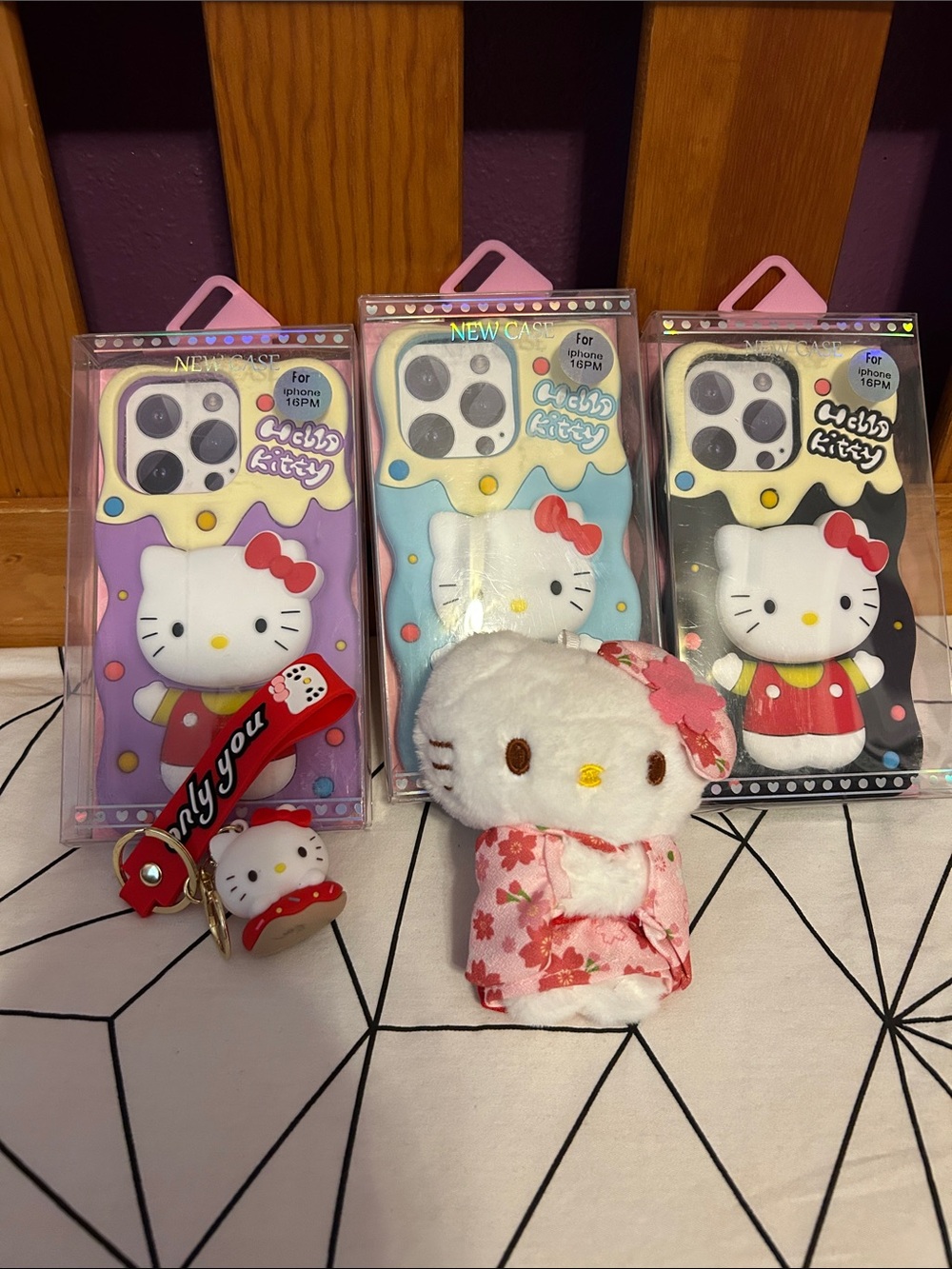 Hello Kitty Silicone Phone Case with Plush Charm - Multi-Color (Cute Character)